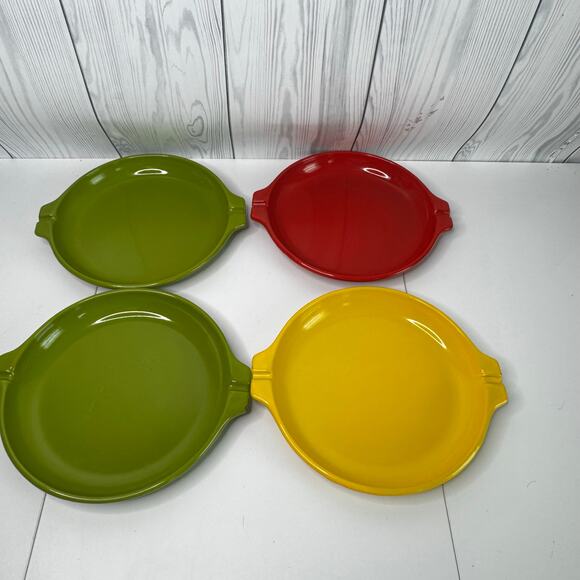 Vintage Styson Inc. Plates MCM Picnic Camping Metal Enamelware- Set 4 - Picture 1 of 10